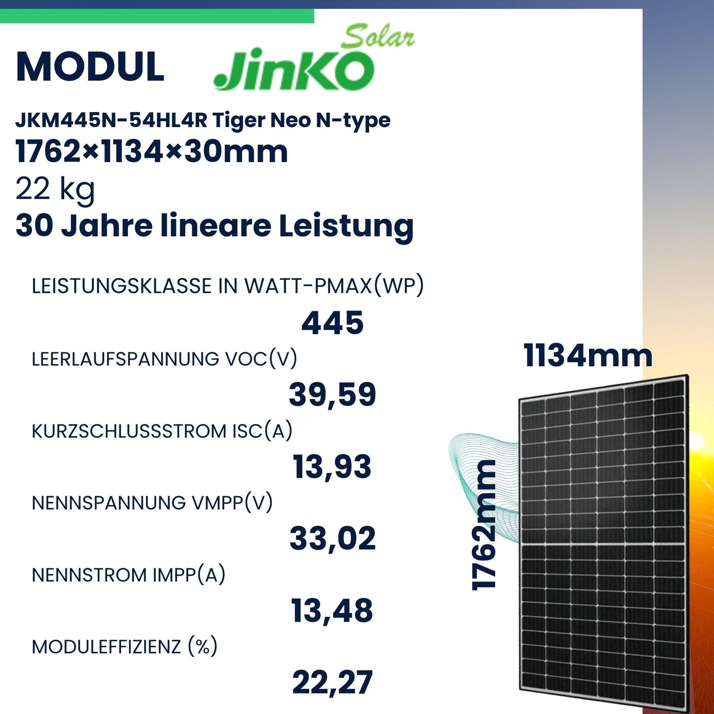 KLARBEIT - 2x Jinko Solar Black Frame 445 Wp + Kabel + AP Systems Inverter 800W + Flat