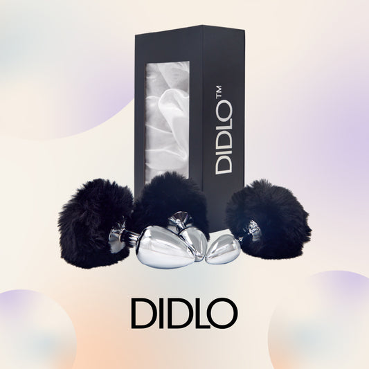 Didlo - Anal Plug mit Puschel schwarz SET