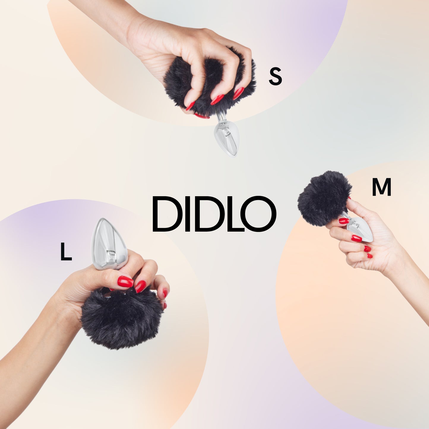 Didlo - Anal Plug mit Puschel schwarz SET