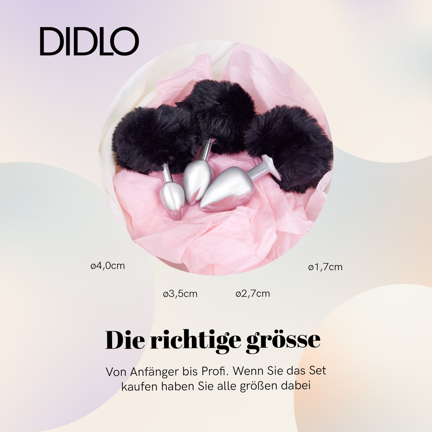 Didlo - Anal Plug mit Puschel schwarz SET