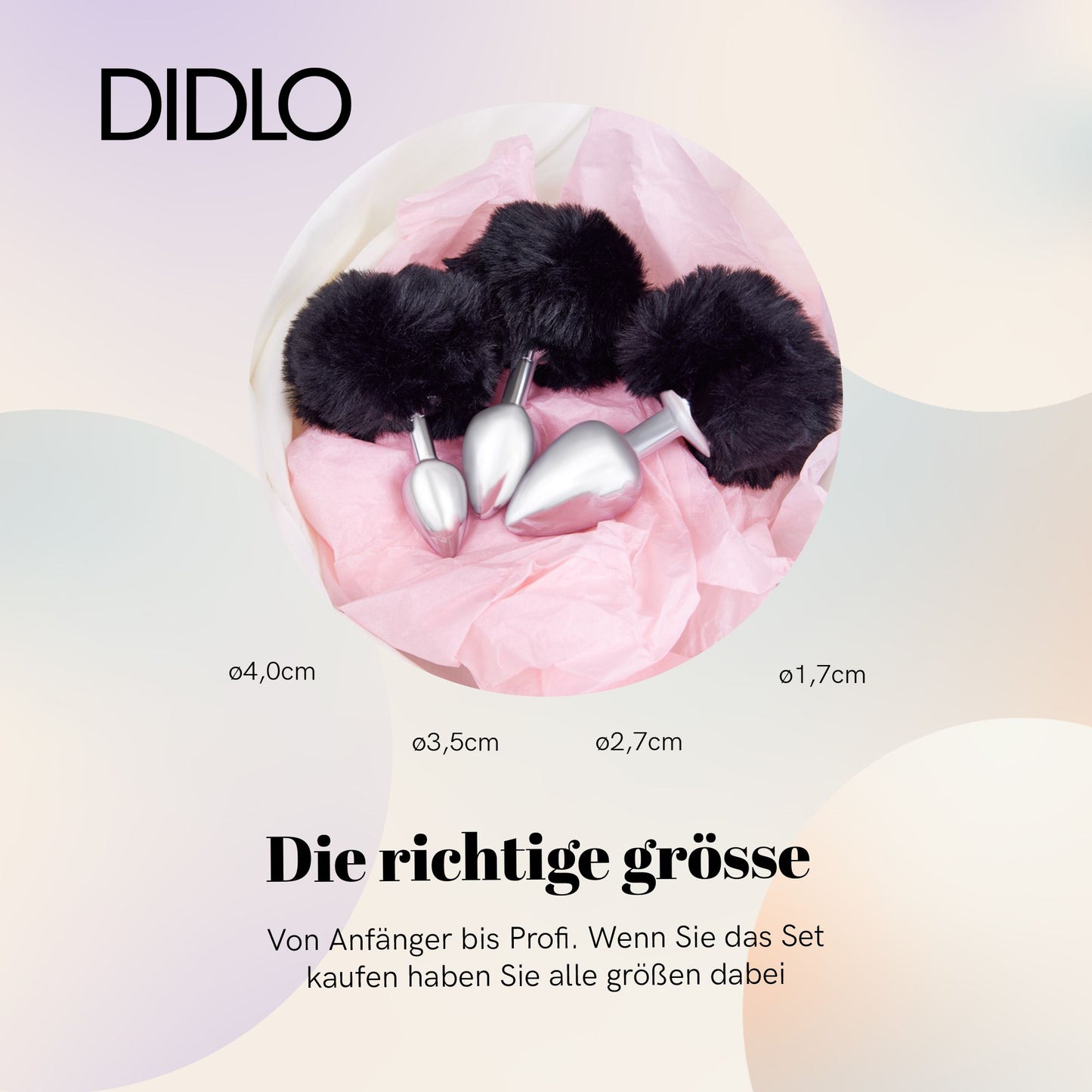 Didlo - Anal Plug mit Puschel schwarz SET