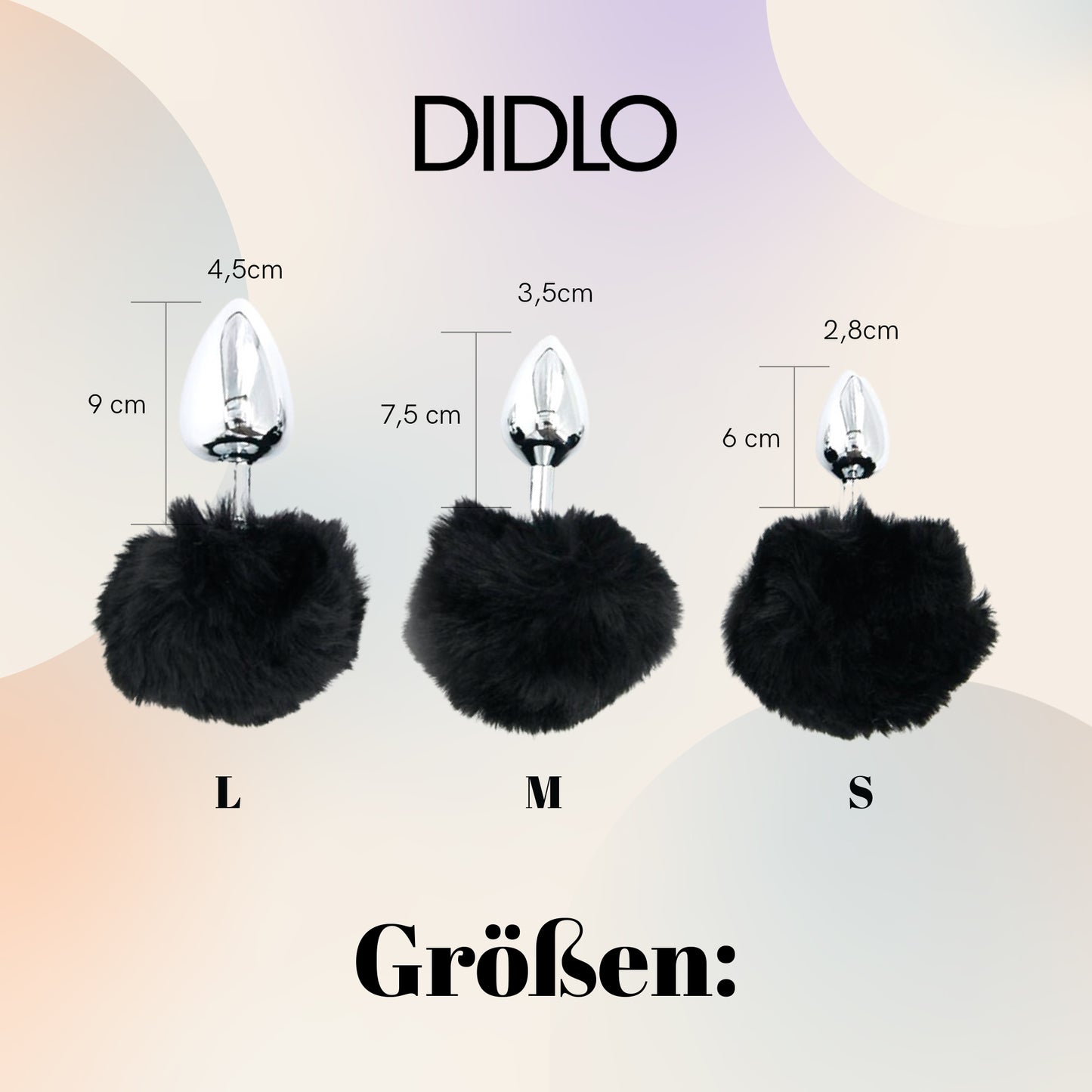 Didlo - Anal Plug mit Puschel schwarz SET