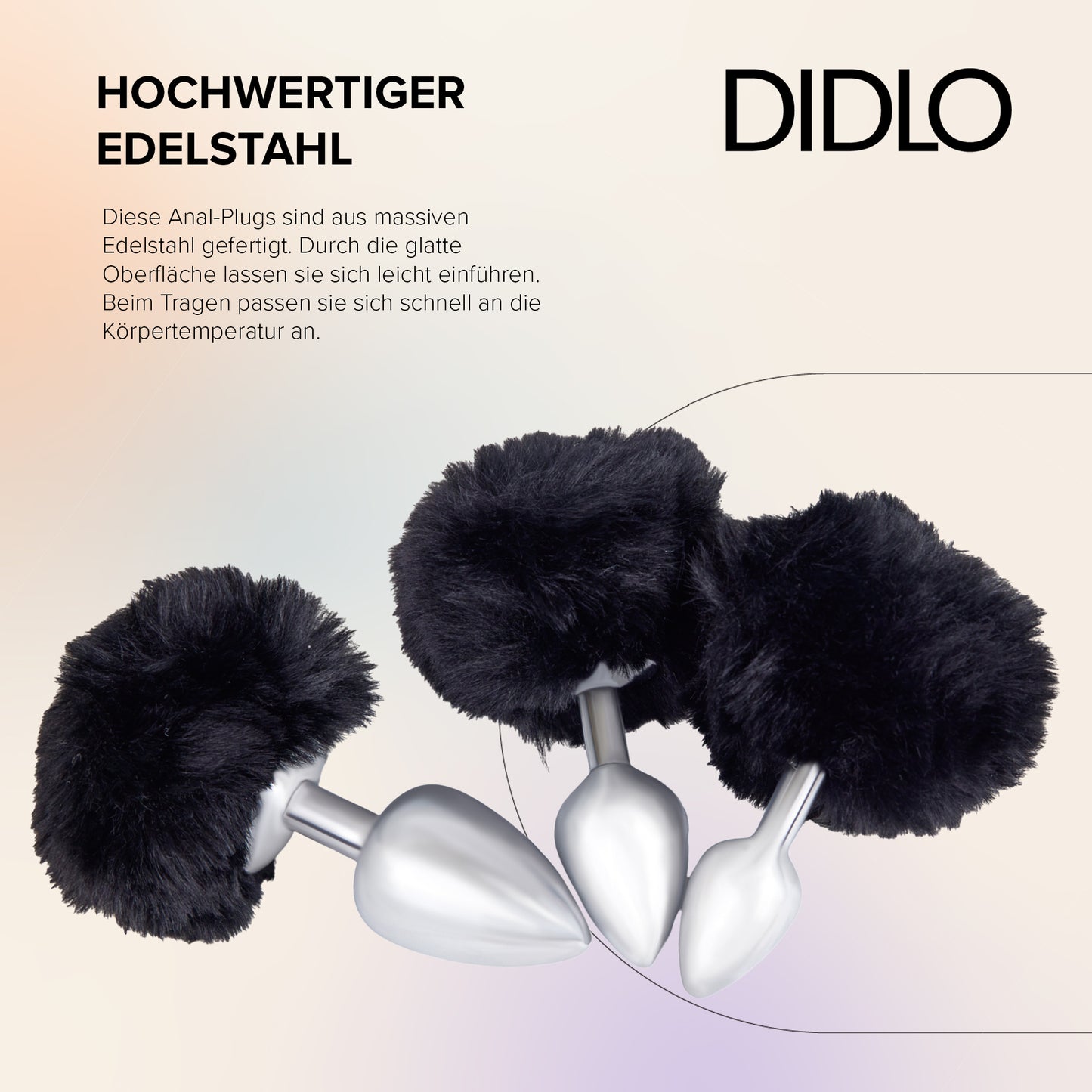 Didlo - Anal Plug mit Puschel schwarz