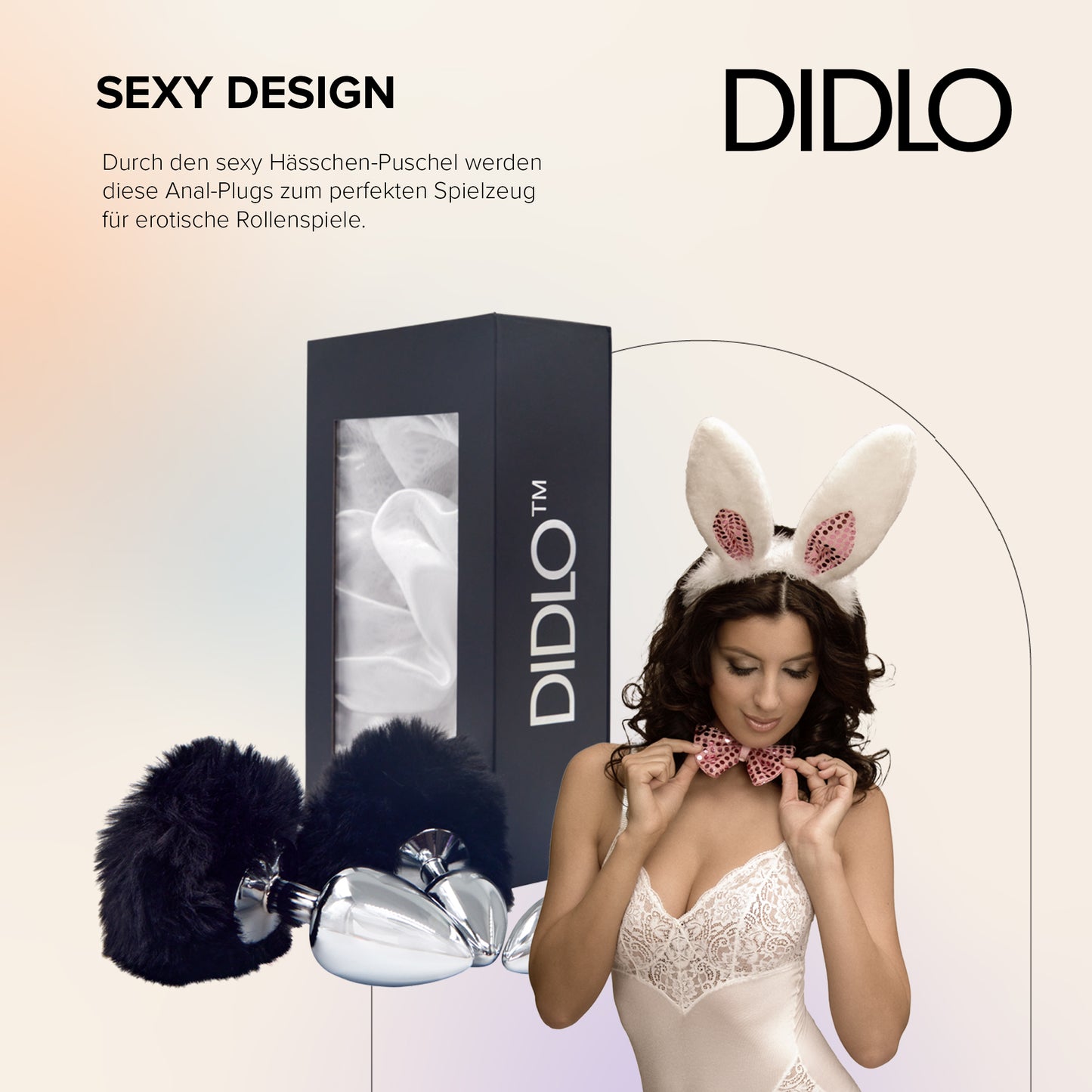 Didlo - Anal Plug mit Puschel schwarz