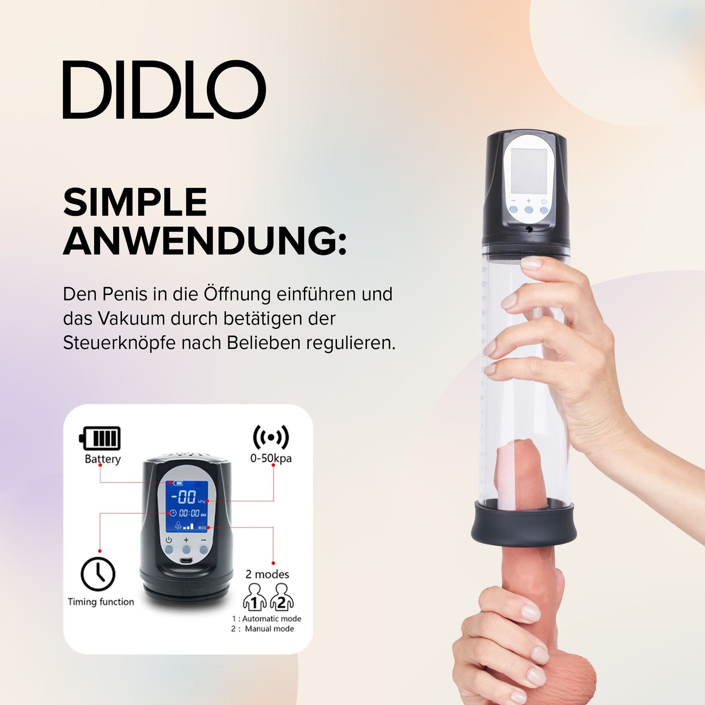 Didlo - Automatic Electric Penis Pump mit LCD Display schwarz