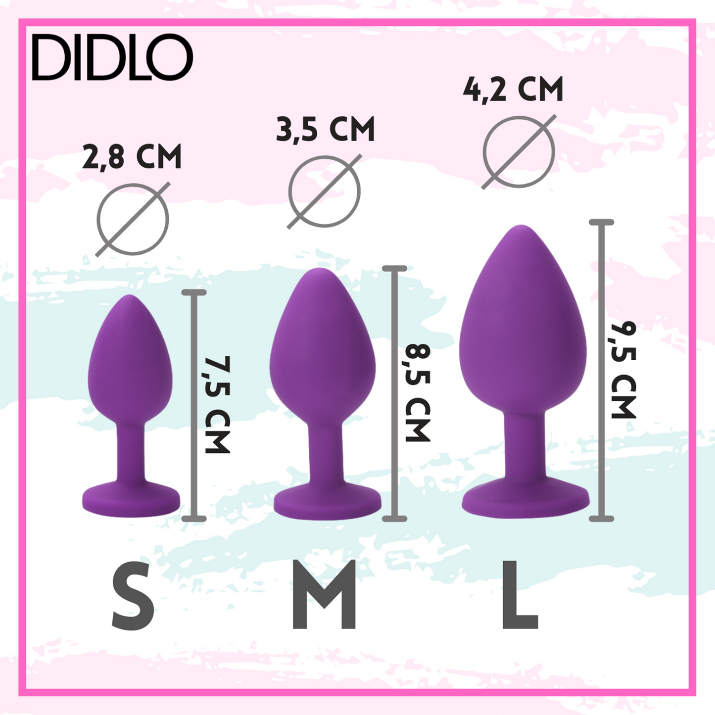 Didlo - [Set] Anal Plug mit Diamant lila - S, M, L